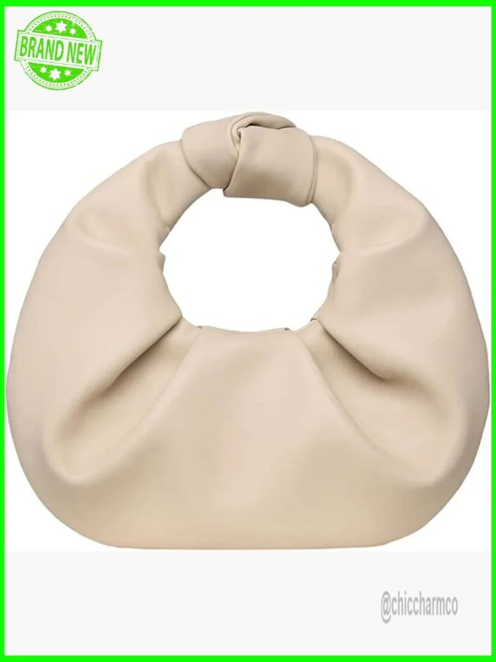 Ruched Faux Leather Hobo Clutch Purse for Evening Wedding Guest